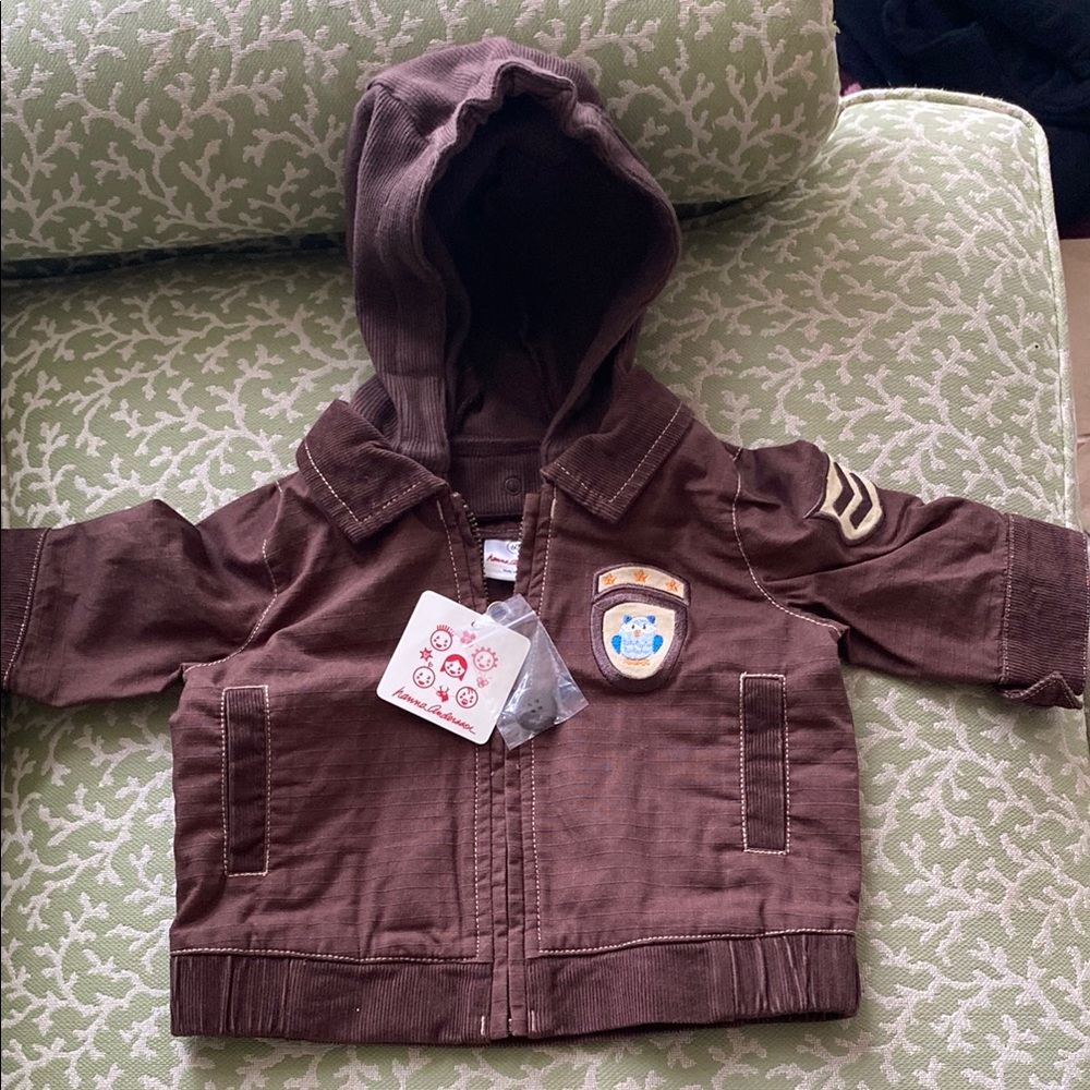 Brown Hooded Jacket with Patchesnew with tags Hanna Andersson